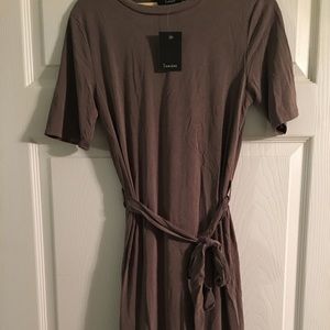 Lumiere brown belted tshirt dress S small NWT new